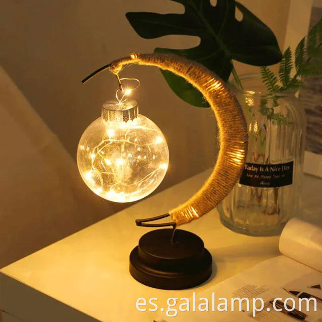 Lámpara de luna 3D encantada con luces de estrellas azules centelleantes